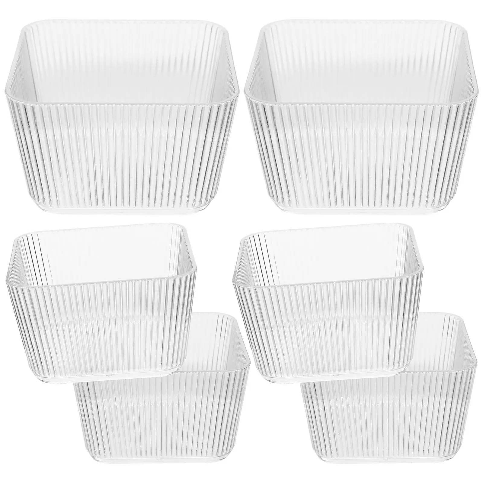 

6 Pcs Large Fruit Compartment Bowl Deep Clear Plastic Serving Bowls Thickened Kitchen Tableware Snack Salad Food