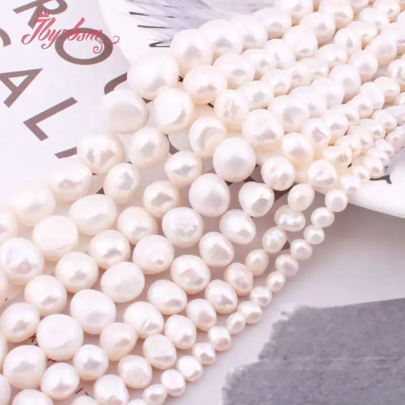 Natural White Freshwater Pearl Freeform Loose Stone Beads For Jewelry Making DIY Necklace Bracelet Strand 15\