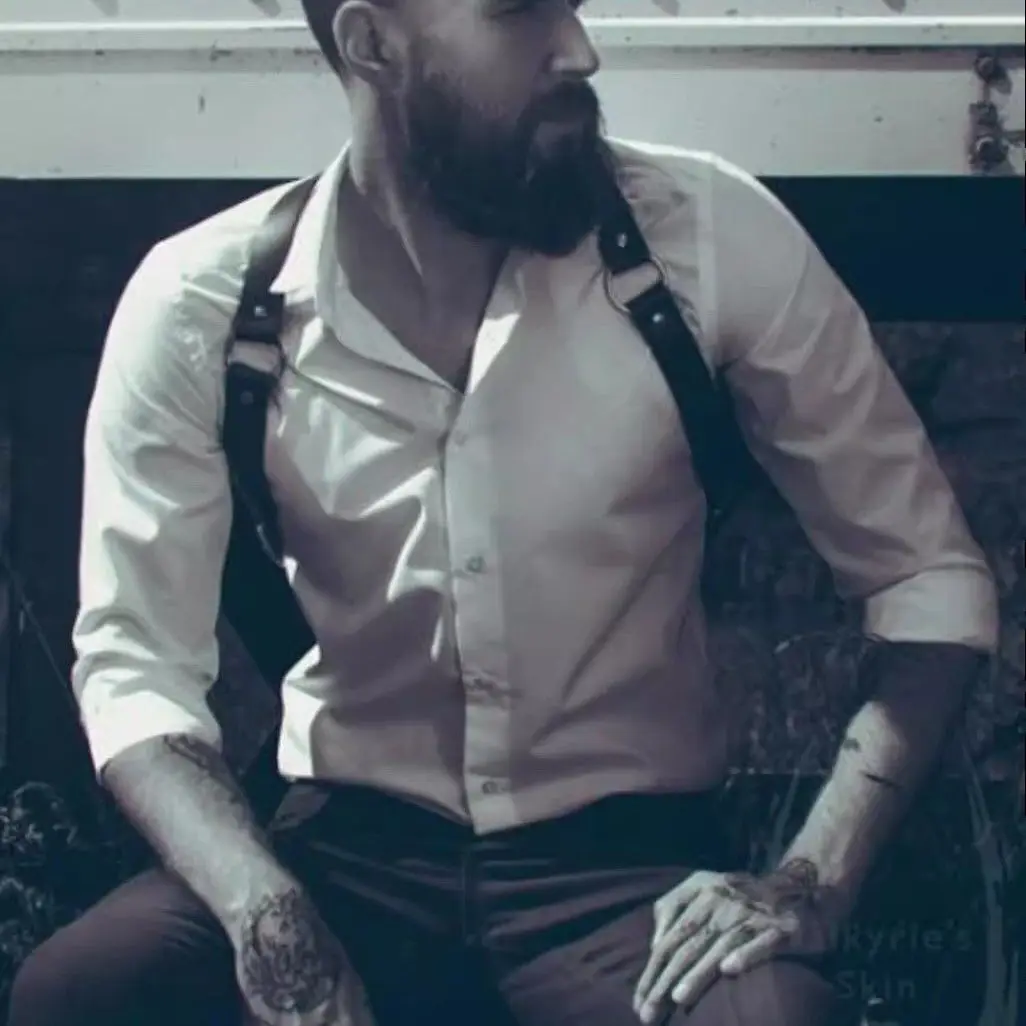 [2411 People Gave Positive Reviews]Men's New Product Strap Straight Down Leather Shirt Strap Chest Strap Functional Punk Strap view 5