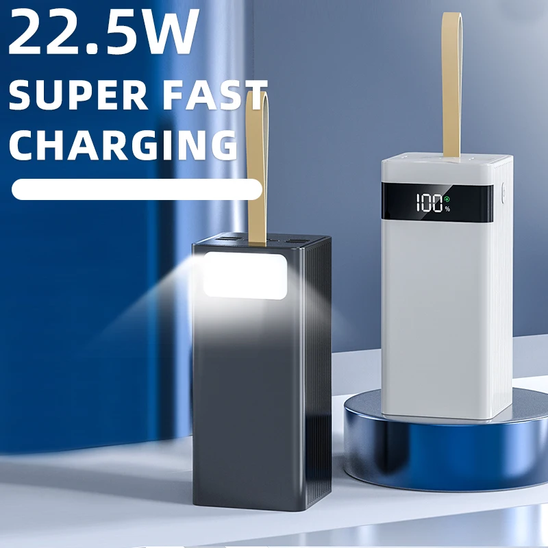 Image of 100000mAh tragbare Powerbank 22,5W schnelles Laden, tragbares Ladegerät mit USB-C-Schnellladefunktion, mit 5 Ausgängen und 3 Eingangsanschlüssen, LED-Anzeigebildschirm, helle Beleuchtung, geeignet für