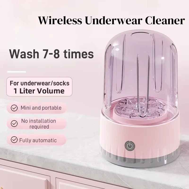 

1L Mini Rechargeable Underwear Cleaning Machine Travel Portable 2000mAh Socks Washing Machine Dehydration Cleaning Bucket