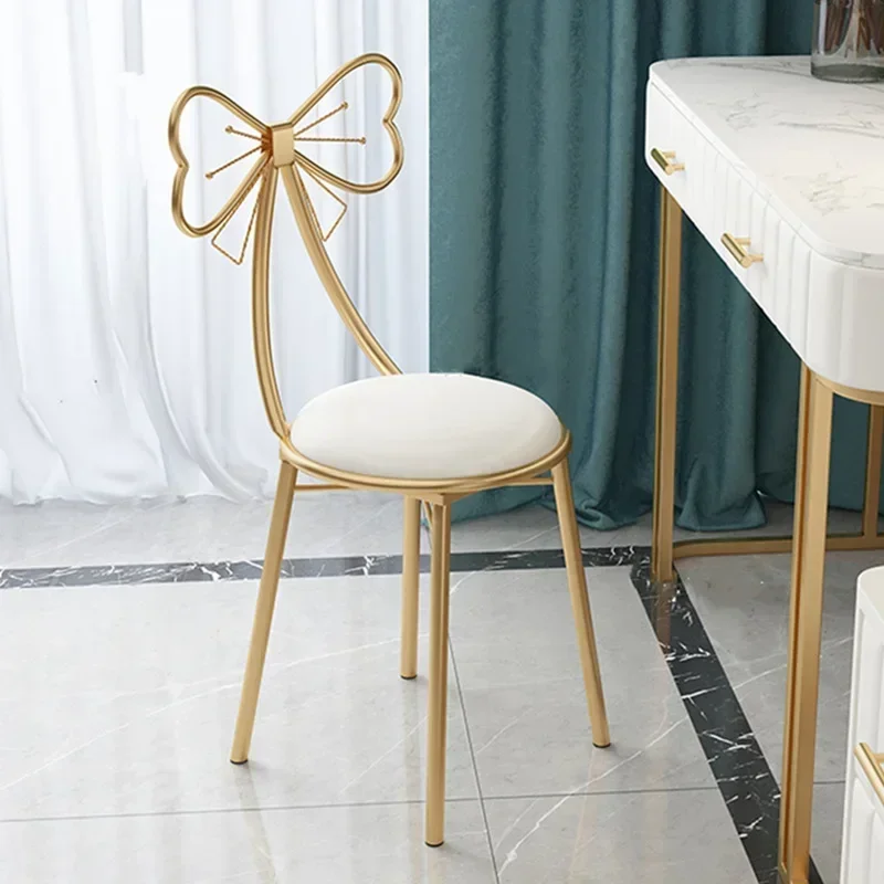 Luxury Minimalist Makeup Vanity Stool Butterfly Backrest Chair w/Velvet Cushion for Dining Bedroom Deep Pink/Light Pink