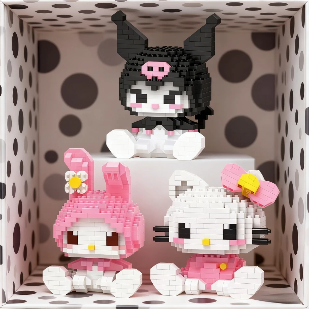 

Hello Kitty Building Block Assembled Toys Decorative Ornament Sanrio Anime Figure Kuromi Model My Melody Children's Puzzle Gift