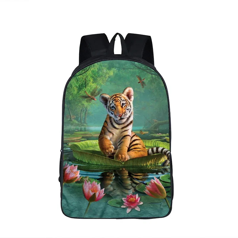 Cartoon Novelty Peculiar Cool Tiger Notebook Backpacks pupil School Bags 3D Print Oxford Waterproof Boys/Girls Laptop Backpacks