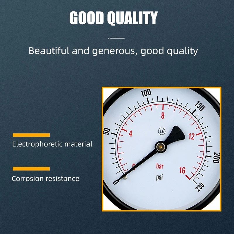 High Quality Dry Pressure Gauge 100mm 0-600bar Black Steel Case For Fuel Air Water Hydraulic Tester