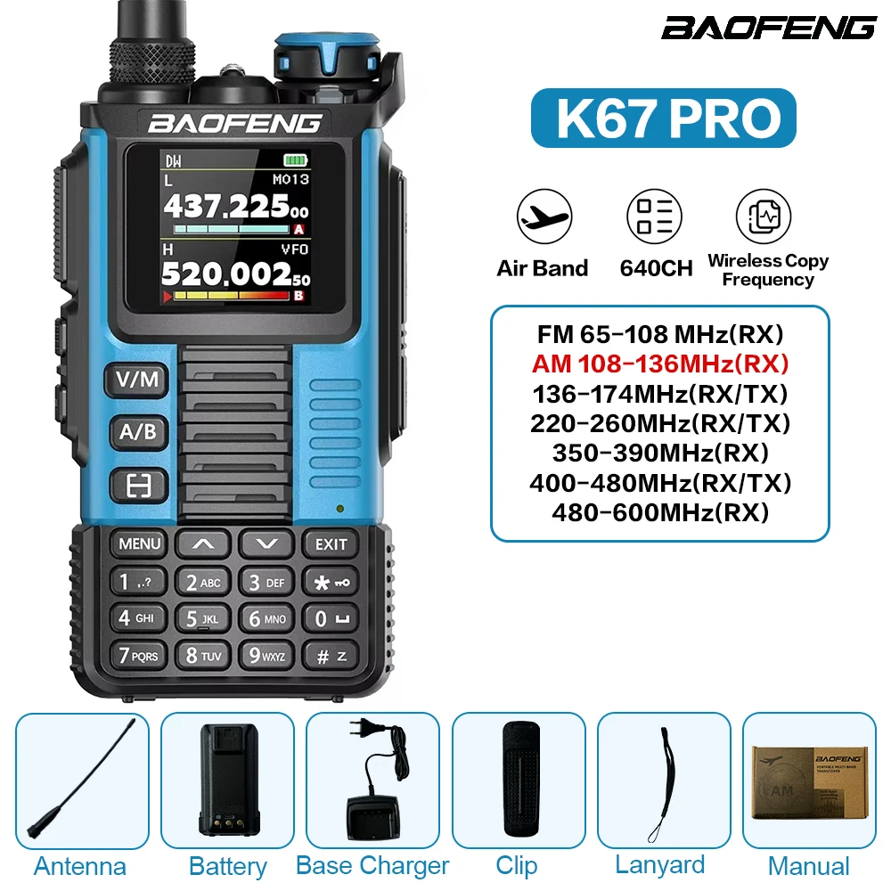 Baofeng UV-K67 Walkie Talkies Frecuencia de copia inalámbrica multibanda 999CH AM FM DTMF NOAA Baofeng K6 Quansheng K5 (8) Radioaficionado