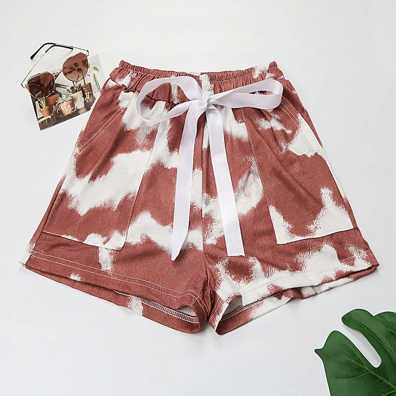 

2025 Summer New Women's Fashion Versatile Pants High Waist Elastic Tie Dyeing Casual Sports Shorts for Women