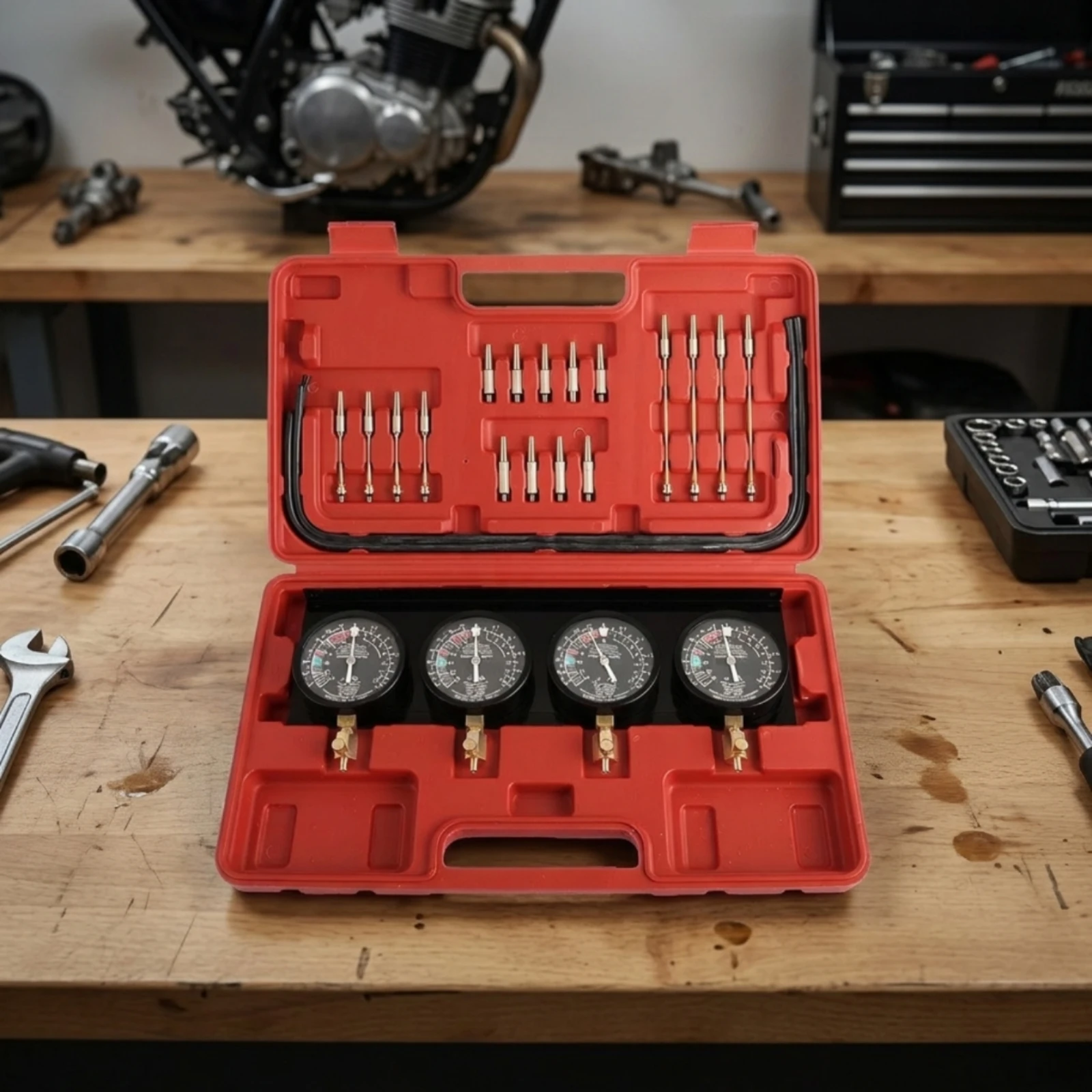 Carburetor Synchronizer with Dial Gauges Analog Carb Synchronizer Adjustment Tool Kit Synchronization Balancer Gauge Universal