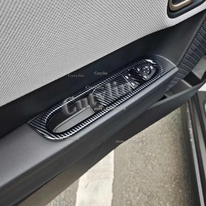 For Mini Cooper F65 F66 F67 2025 Carbon Fiber Car Accessories Window Lift Switch Button Cover Door Armrest Panel Handle Holder
