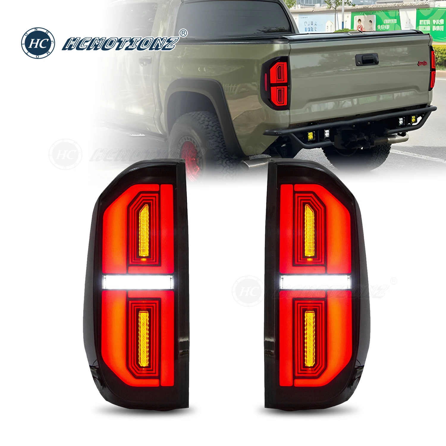 

HCMOTIONZ светодиодный задний фонарь для Toyota Tundra 2014-2021, задние фонари в сборе, последовательная анимационная система освещения