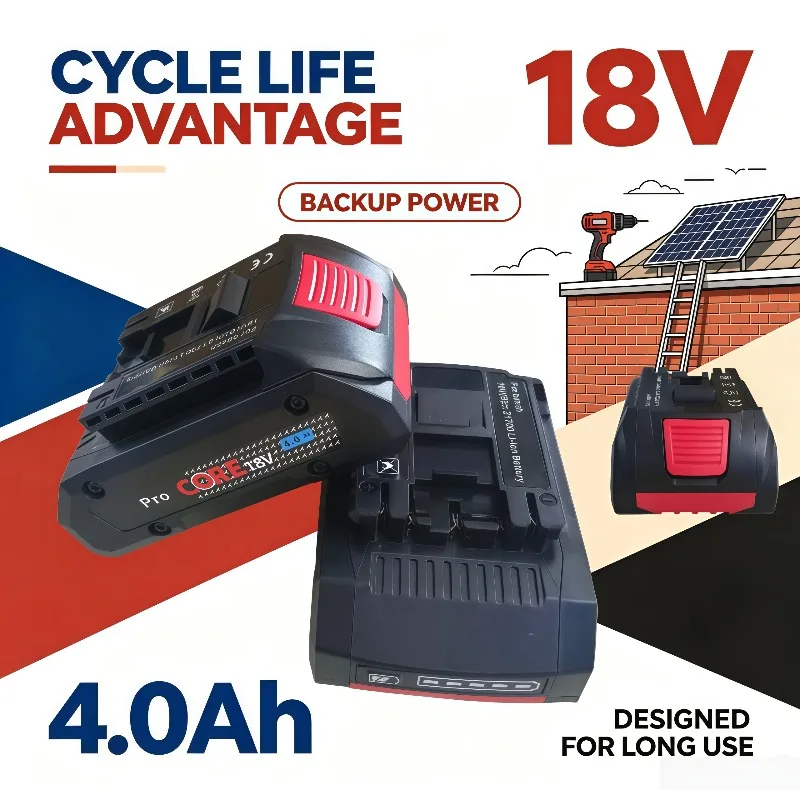 18V 4.0Ah Lithium‑Ion Battery With 21700 Cells, Advanced Cycle Life Performance