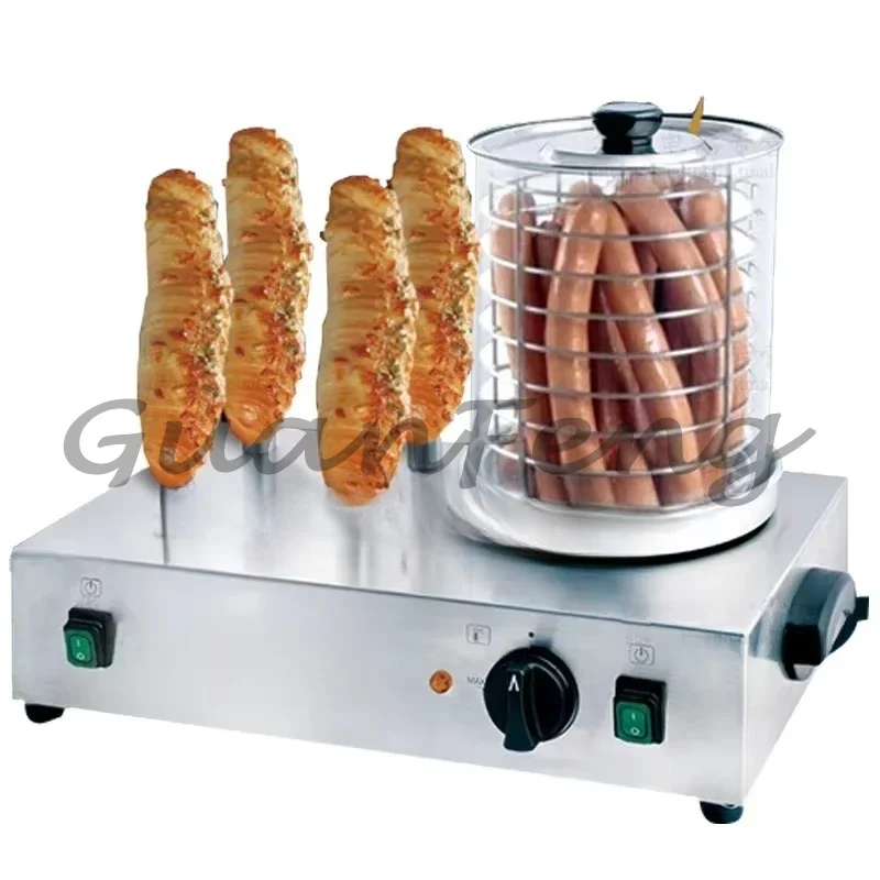 Desktop Electric Hot Dog Warmer, Sausage Machine with Baking, Heat Preservation & Display Function for Commercial Snack Shop