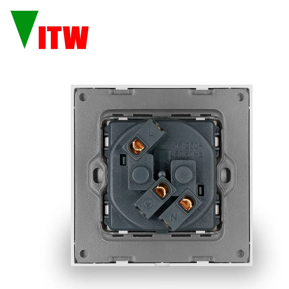 VITW 16A EU Power Socket,110-250V , European Standard Electrical Outlet, White/Black/Gray Wall Socket for Home & Commercial Use view 2