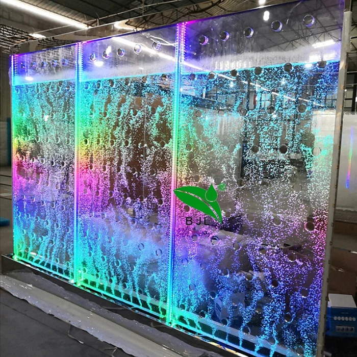 Personalização. Luxo Led Acrílico Colorido Bolha de Água Divisor de Parede com Espelho Base de Aço Inoxidável