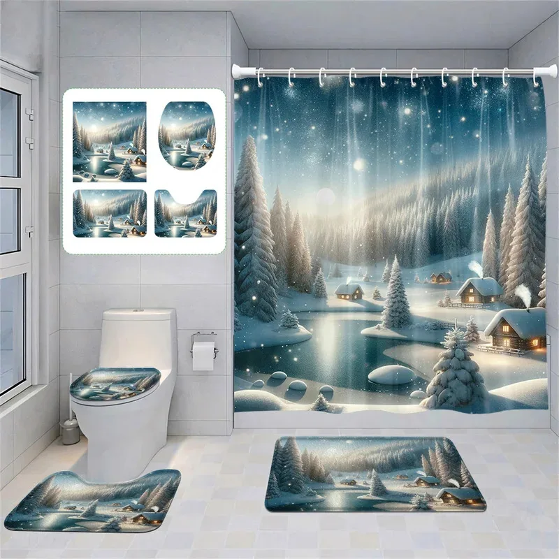 

JUJ63Home shower curtains bathroom Decora waterproof fabric non-slip bath mat water absorption curtain Modern Nordic Merry C3jn$