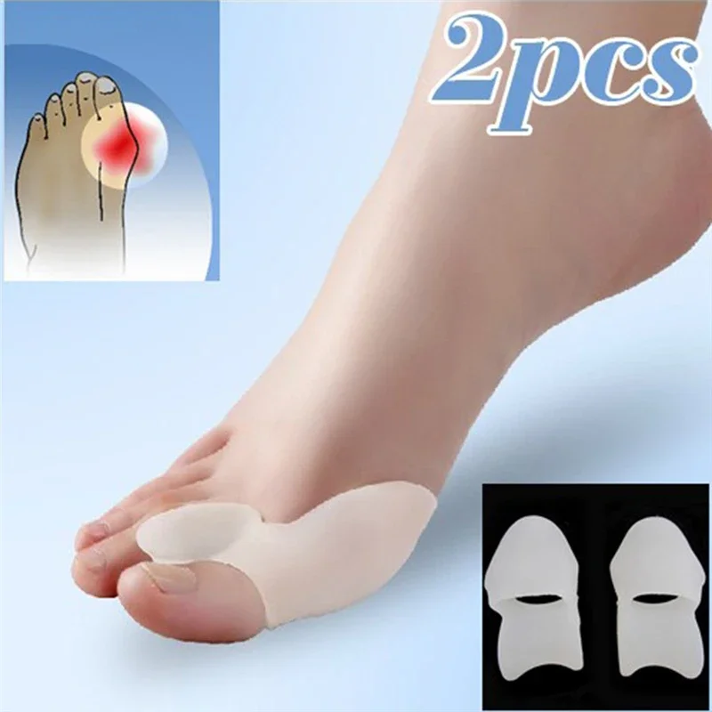 1pair Silicone Gel Thumb Corrector Bunion Little Toe Protector Separator Hallux Valgus Finger Straightener Foot Care Relief Pads