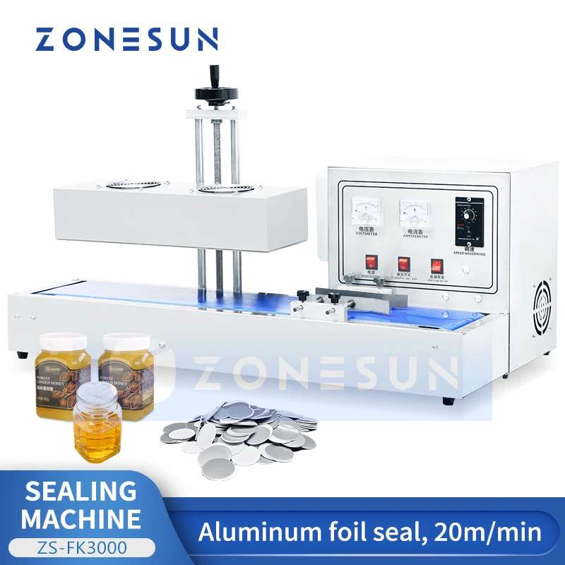 

Zonesun Continuous Induction Sealer Aluminum Foil Induction Sealing Machine for Bottles Induction Seal Caps ZS-FK3000