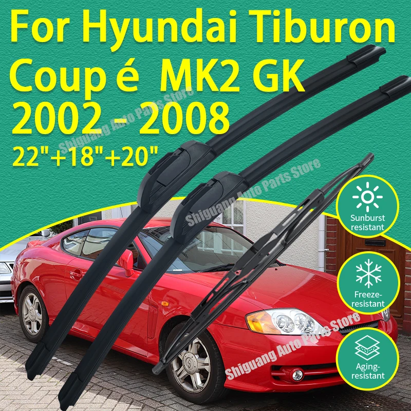 

Передние и задние силиконовые щетки стеклоочистителя для Hyundai Tiburon Coupé MK2 GK 2002-2008, аксессуары для автомобильных стеклоочистителей и лобового стекла