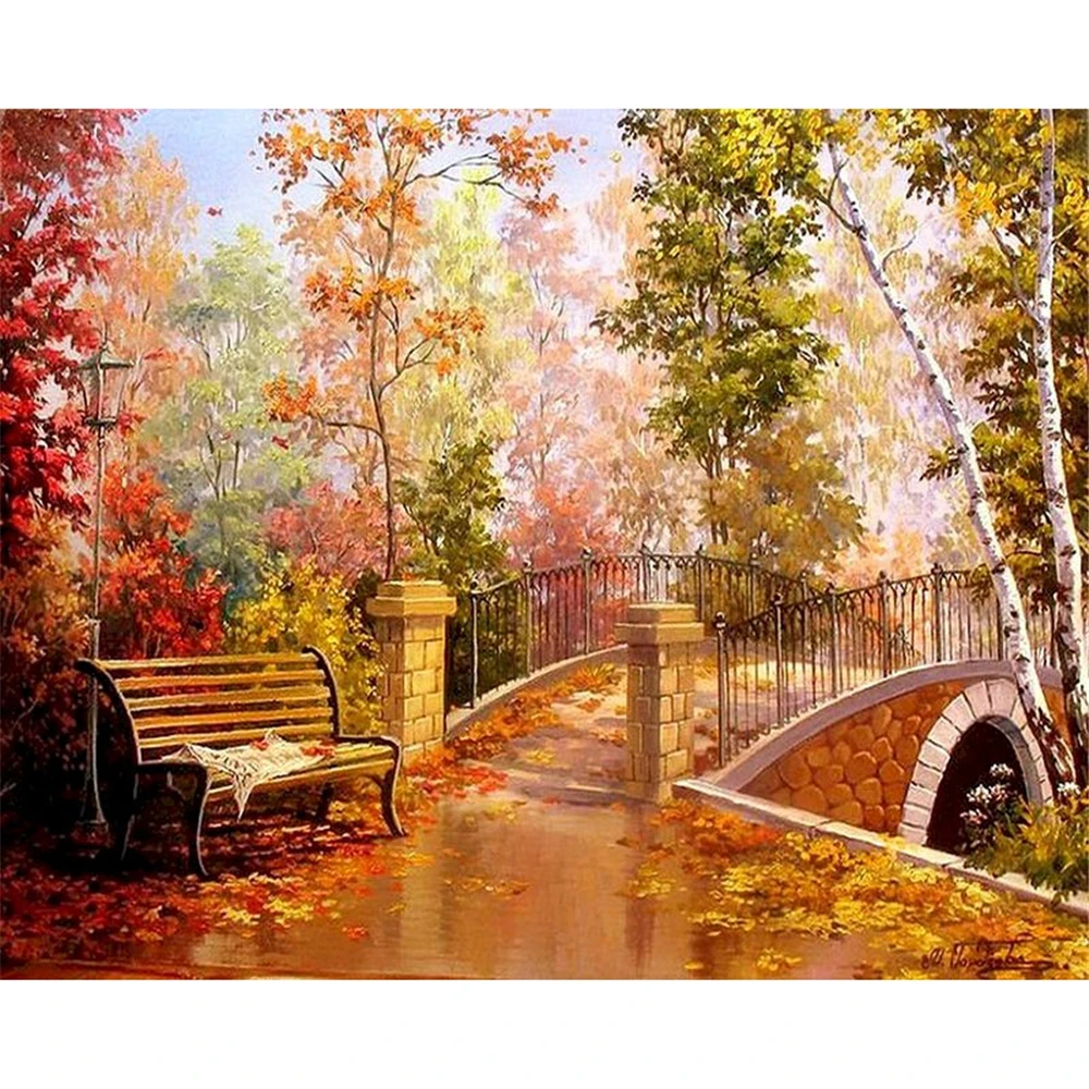 Landscape Scenery DIY Embroidery Cross Stitch 11CT Kits Needlework Craft Set Printed Canvas Cotton Thread Home    Dropshipping