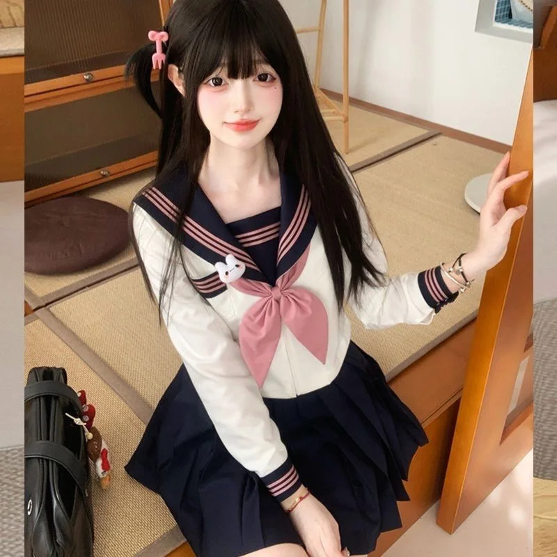 Korean High School Uniform Japanese Orthodox Seifuku Sailor Suit Korean Student Kawaii Jk Outfit Cosplay Summer Pleated Skirt