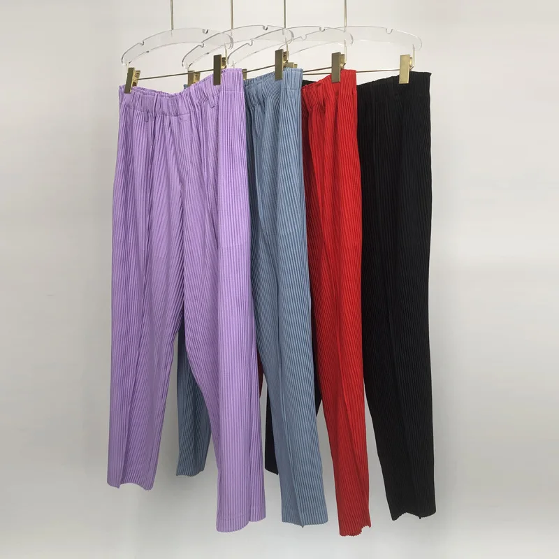 

Miyake Pleated Men’s Clothing Japanese Style Wrinkled Straight Pants Loose Fit Casual Trousers Minimalist Streetwear Trousers