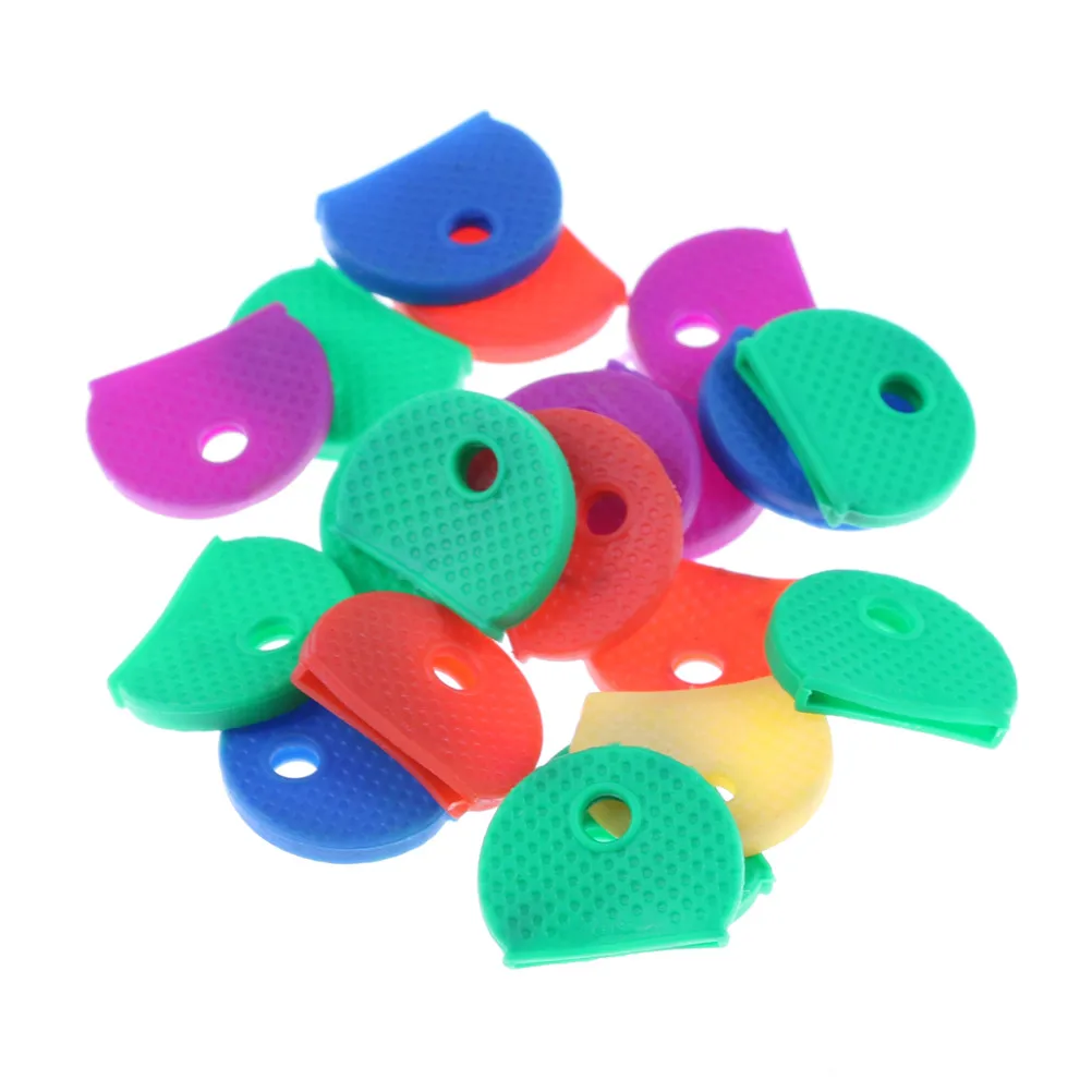 10/20pcs Bright Colors Hollow Multi Color Rubber Soft Keys Locks Cap Key Covers Topper Keyring Elastic Case Round Soft Silicone