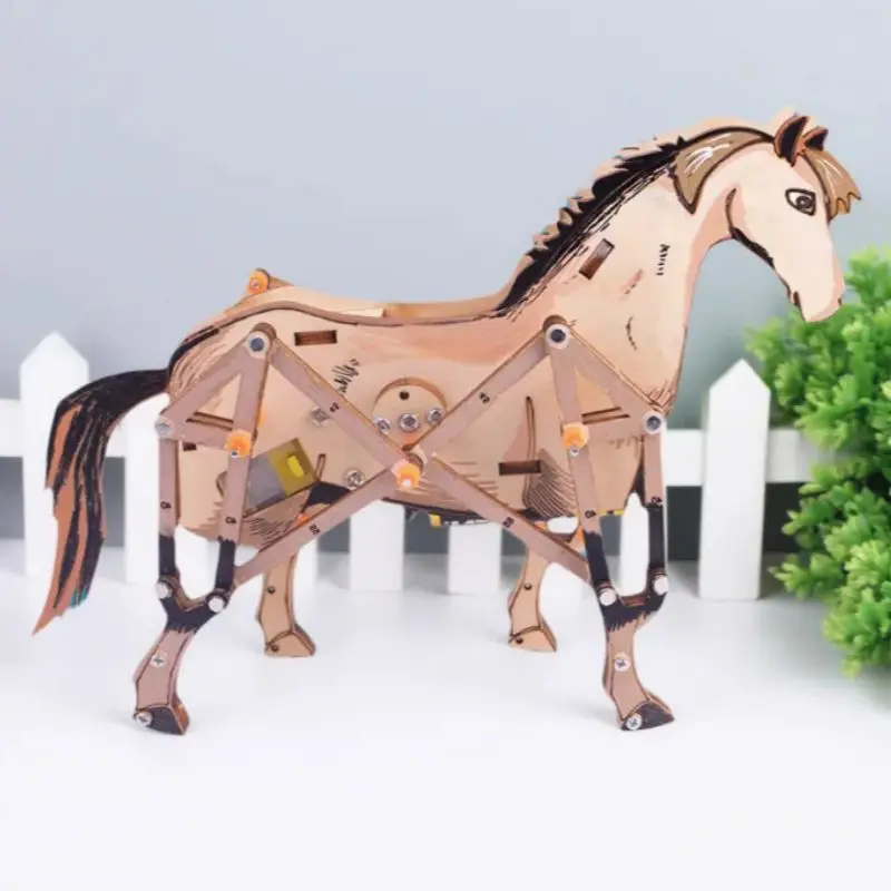 3D деревянная механическая лошадь, сделай сам, сборная модель, лошадь, научная головоломка, STEM, образование, физический эксперимент, детский подарок