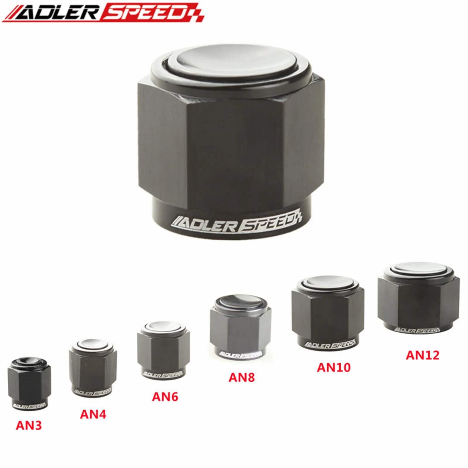 AN3 AN4 AN6 AN8 AN10 AN12 Flare Cap Aluminum Fitting Adapter Black