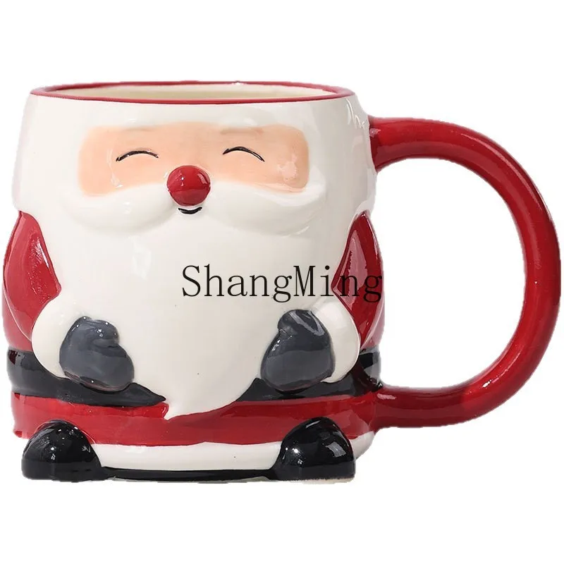 

XH Hot Sale Ceramic Santa Mug Exquisite Coffee Mug Hand Painted Creative Mug Christmas Gift