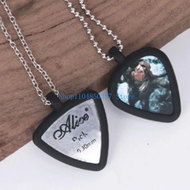 

652F Unisex Guitar Pick Pendant Ergonomic Guitar Pick Necklacec Fashion Necklace