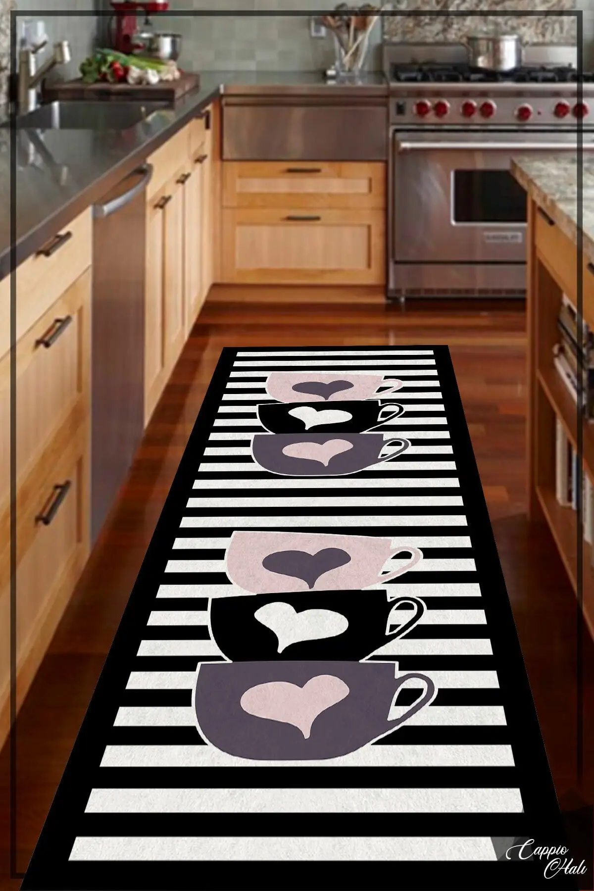 

DOLBOVI black white striped cup patterned carpet-Cp901