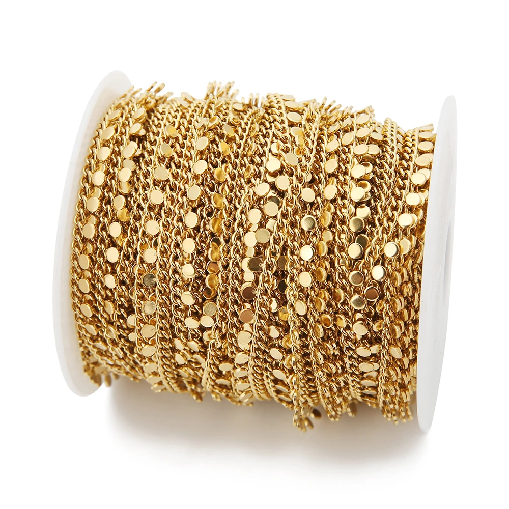 1 Meter PVD Gold Stainless Steel Flat Snake Chains for DIY Jewelry Boho Pendant Necklaces Bracelets Earrings Findings Supplies