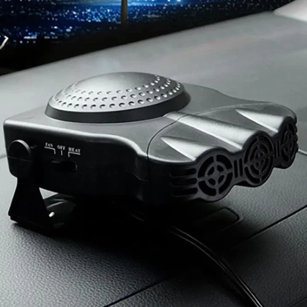 

2 In 1 Car Heating/Cooling Fan Portable Car Heater Windshield Defroster Demister With Cigarette Lighter 12V 200W Black