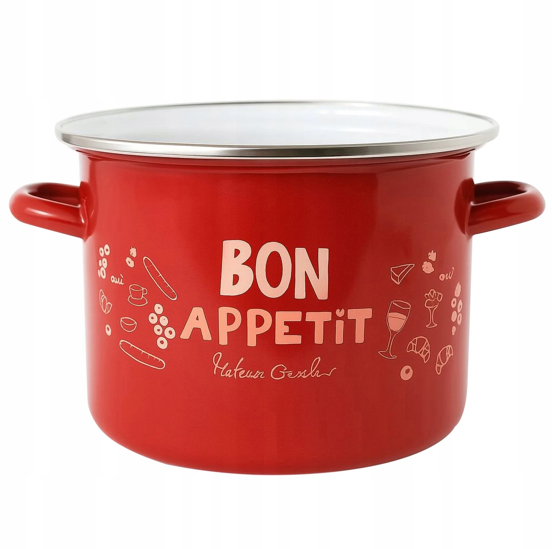 Traditionele geëmailleerde metalen pot Bon Appetit