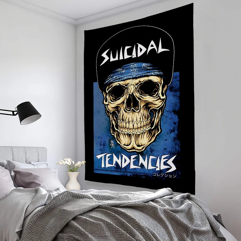 S-Suicidal-Tendencys Heavy Rock Tapestry Bedroom Living Bar Garden Outdoor Microfiber Festival Decoration Background Art Banner
