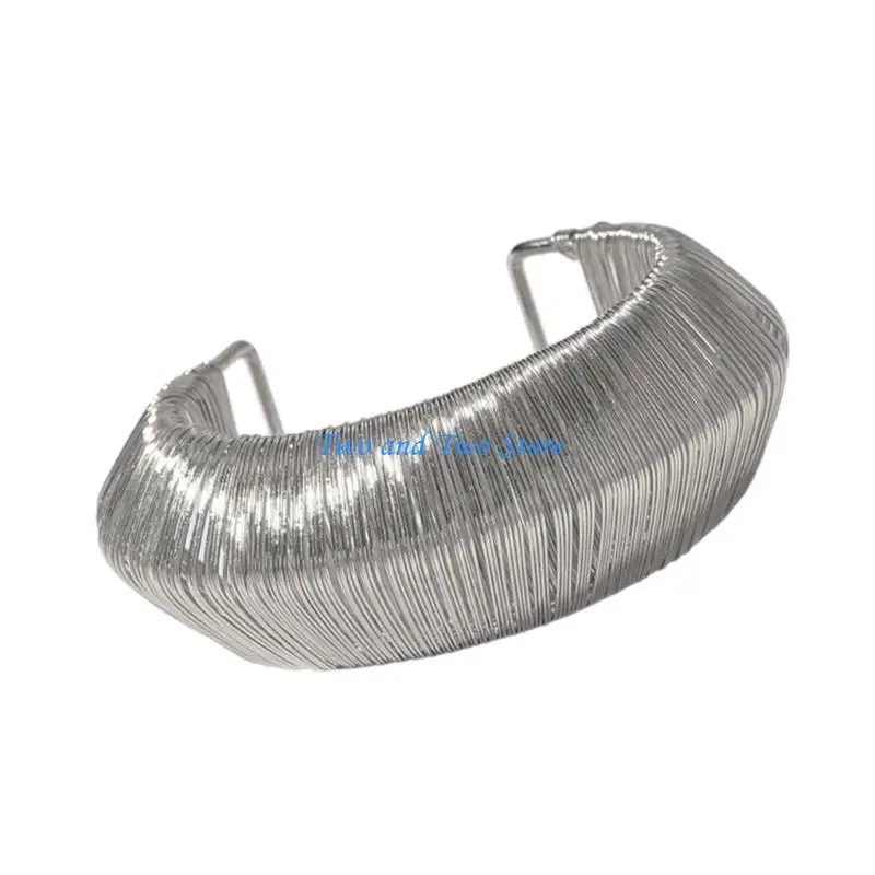 HX6F Versatile Open Geometric Bangle Metallic Finish Bracelet Unisex Accessory Gift