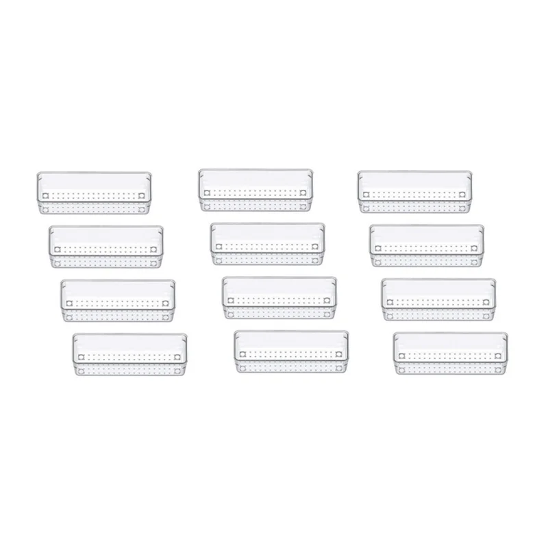 

ABLN-12Pcs Drawer Organizer Clear Desk Drawer Organizer Trays Storage Tray For Makeup, Jewelries,Utensils In Bedroom Dresser