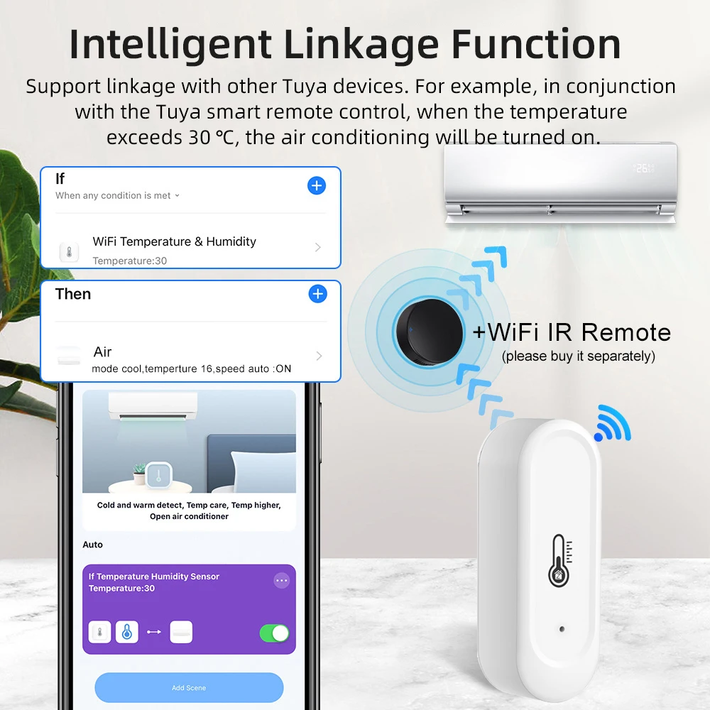 Tuya مستشعر درجة الحرارة والرطوبة الذكي WiFi/Zigbee IP65 مقاوم للماء للاستخدام الداخلي والخارجي ثنائي الاستخدام متوافق مع Alexa Google Home #4