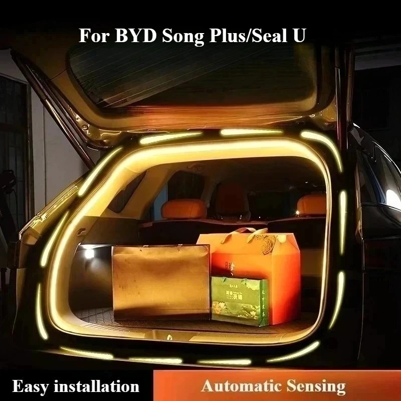 

Для BYD Song Plus/Seal U багажник автомобиля окружающее освещение автоматическое определение наружного освещения для кемпинга силиконовые светодиодные динамические световые полосы