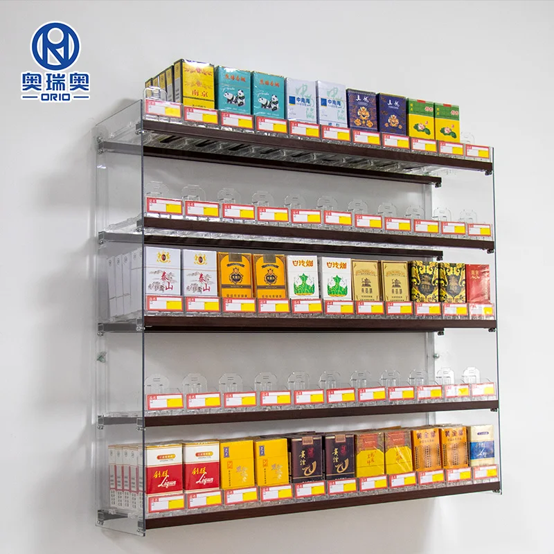 Cigarettes Display Stand Holder with Automatic Pusher Rack Supermarket Store Smoke Holder Cosmetic Nail Polish Ladder Rack Shelf