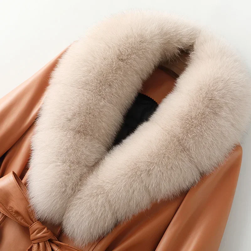 Tajiyane Genuine Sheepskin Leather Jacket Women Winter Warm Puffer Jackets Women Down Coats High Quality Fox Fur Collar Outwears