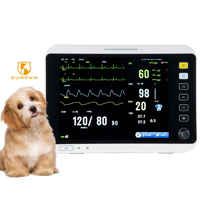 EURPET Multi-parameter Animals Monitor Portable Veterinary Monitor Vet Hospital Use Critical care Veterinary Monitoring