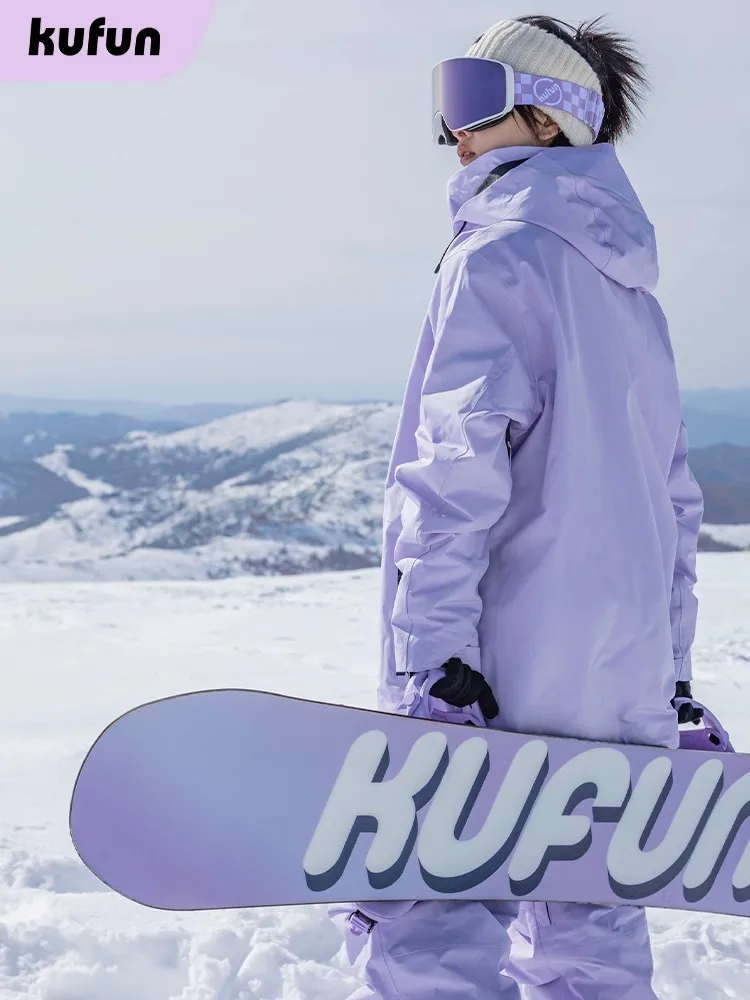 KUFUN ملابس التزلج مقاوم للماء يندبروف سميكة على الجليد ملابس الثلوج الشتاء سترة أعلى السراويل بنطلون فضفاض المرأة سيدة مراهقة #2