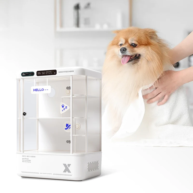 MICITECH Mini Veterinary Cabin Sterilization Recirculating Ventilation System for Dog Cage Pet Smart Oxygen Chamber 99%