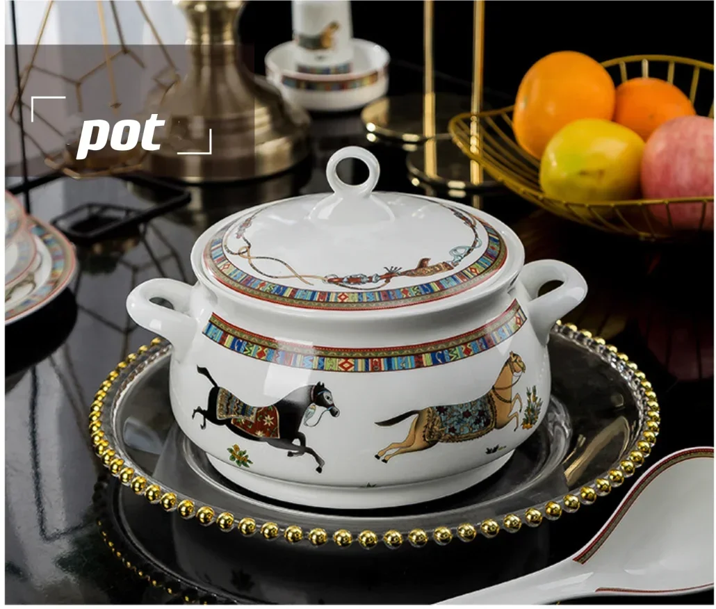 Tableware set Ceramic bowl tableware Bone china 56 pieces