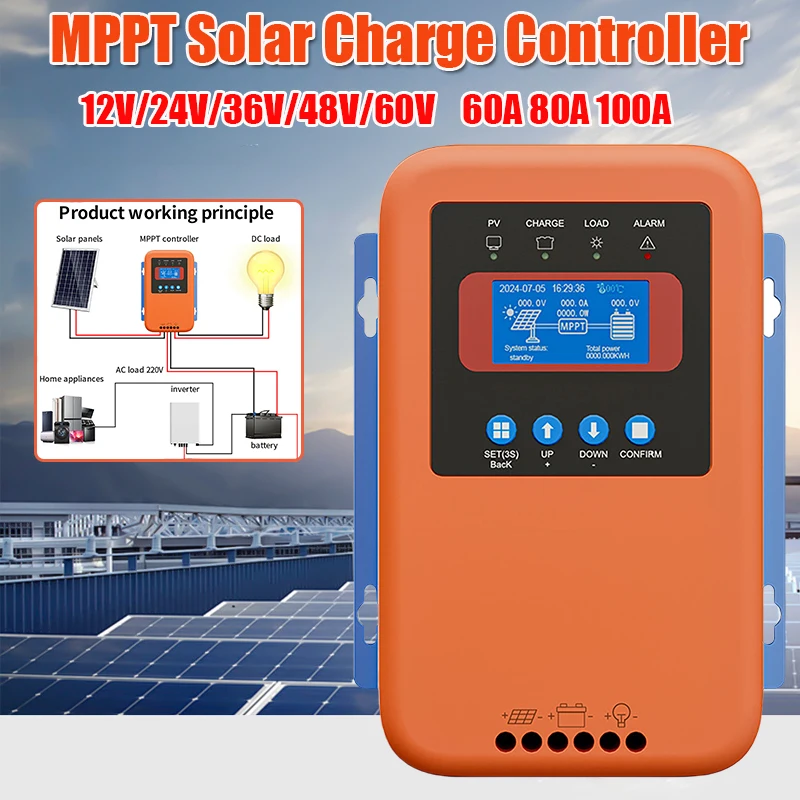 

Auto12V-48V Bluetooth WIFI MPPT 60A 80A 100A Solar Charge Controller for Lifepo4 Lithium GELLead Acid Home Solar Panel System