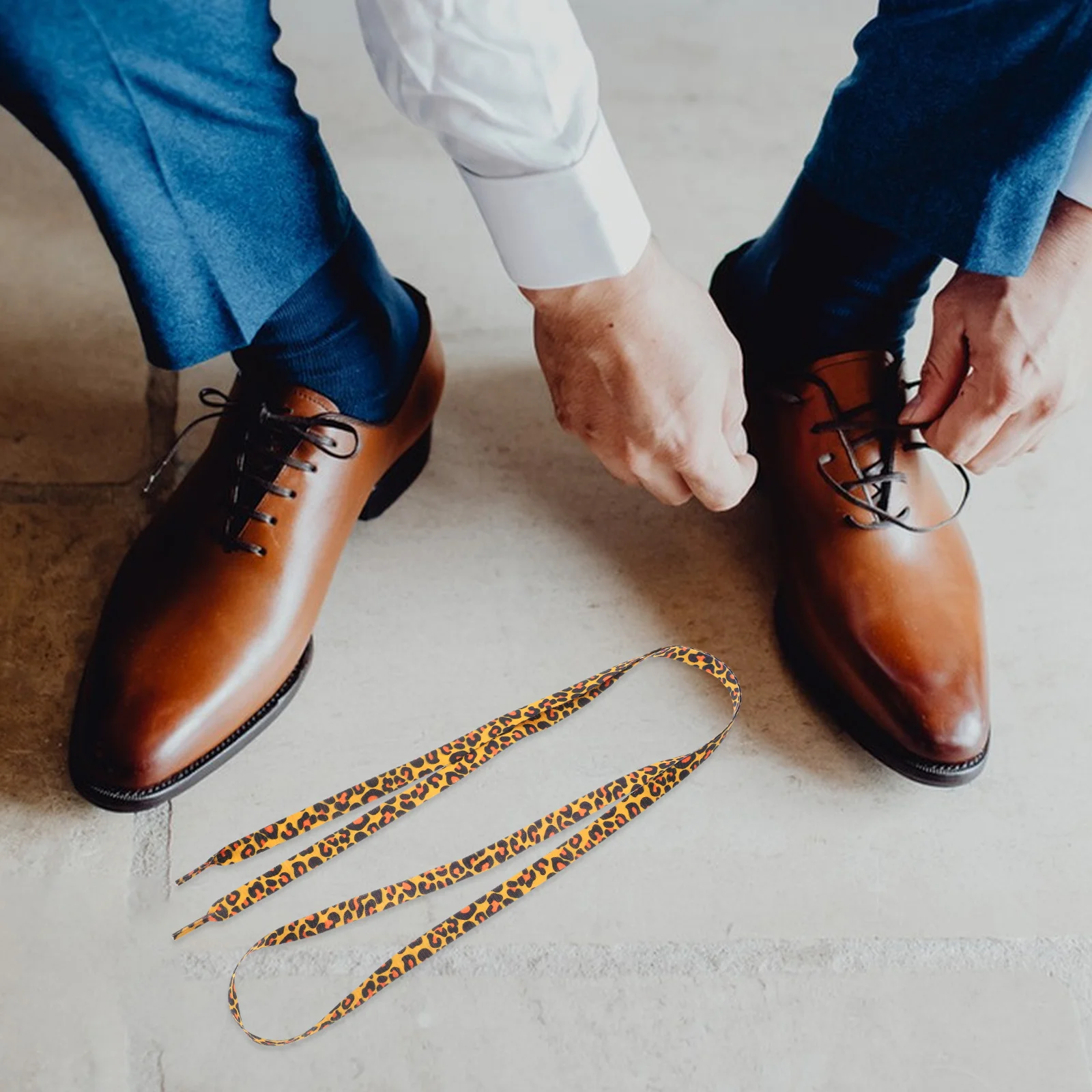 

2Pair Cool Leopard Shoelaces Durable Polyester Flat Laces for Men Fashionable Creative Shoe Accessories Leopard Shoelace