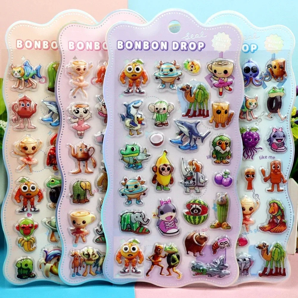 4 قطعة Brainrot الإيطالية ثلاثية الأبعاد ملصقات الإغاثة تونغ تونغ ساهور مضحك الحيوان فقاعة الشارات اللعب مقاوم للماء لطيف DIY بها بنفسك الهاتف مذكرات S #1