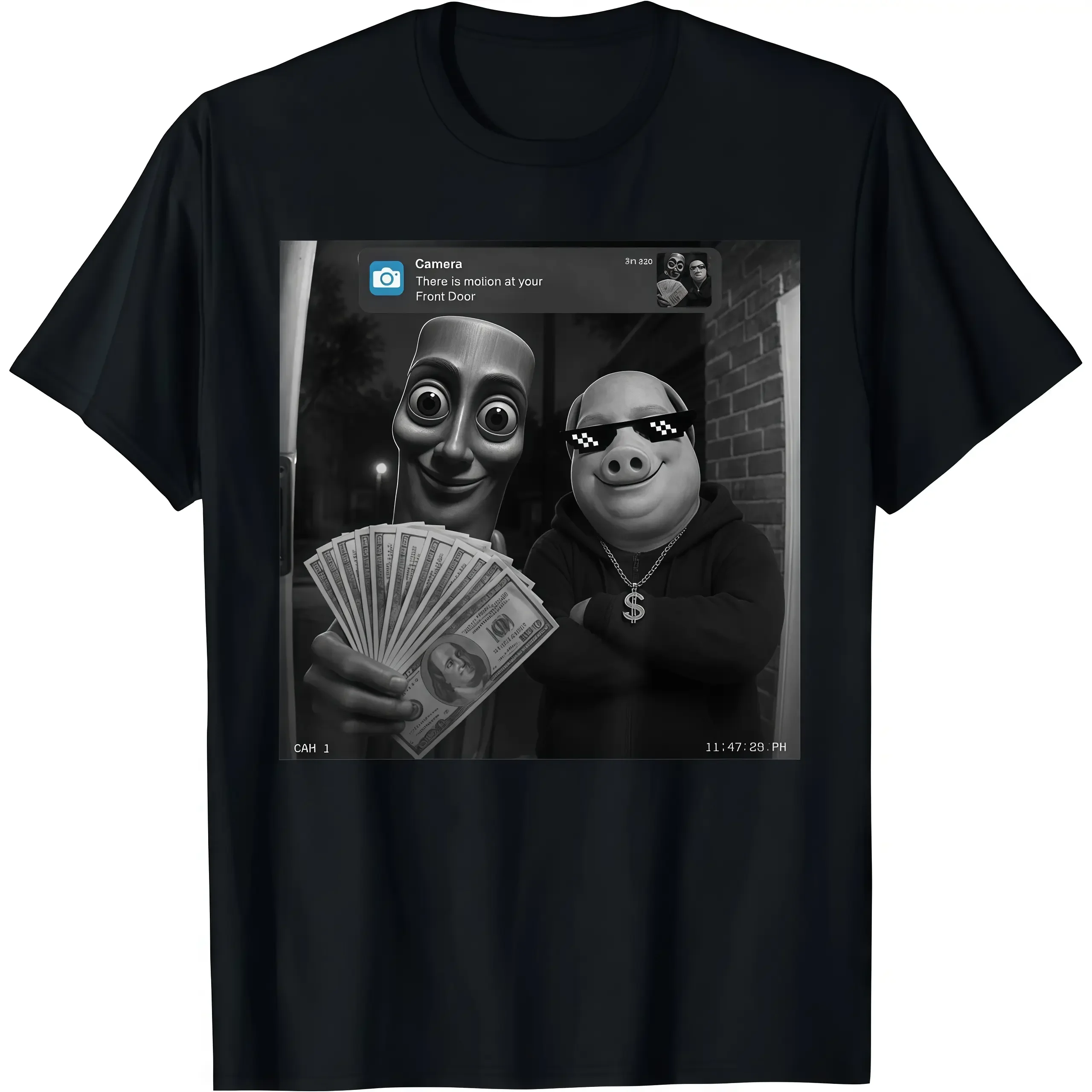 There Is Motion at Your Front Door Tung Tung Tung Sahur John Pork Meme Brainrot T-Shirt Funny Graphic Tees Casual Cotton Menswear Crew Neck Graphic Print Tee Top Womenswear Streetwear Tshirt Breathable