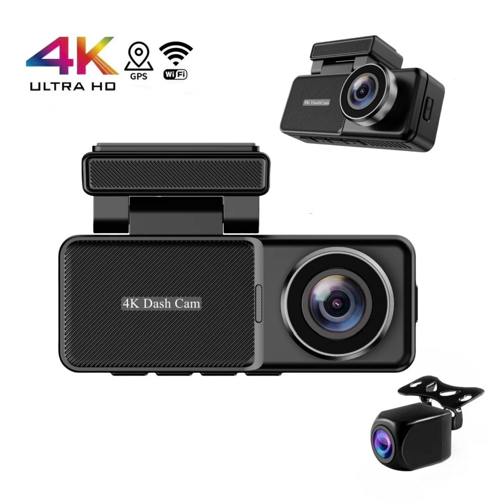 3.2Inch 4K 2160P  Dash Cam Dual Lens Ultra HD Real Car DVR Camera WIFI GPS Rear View Night Vision WDR Video Recorder 24H Parking